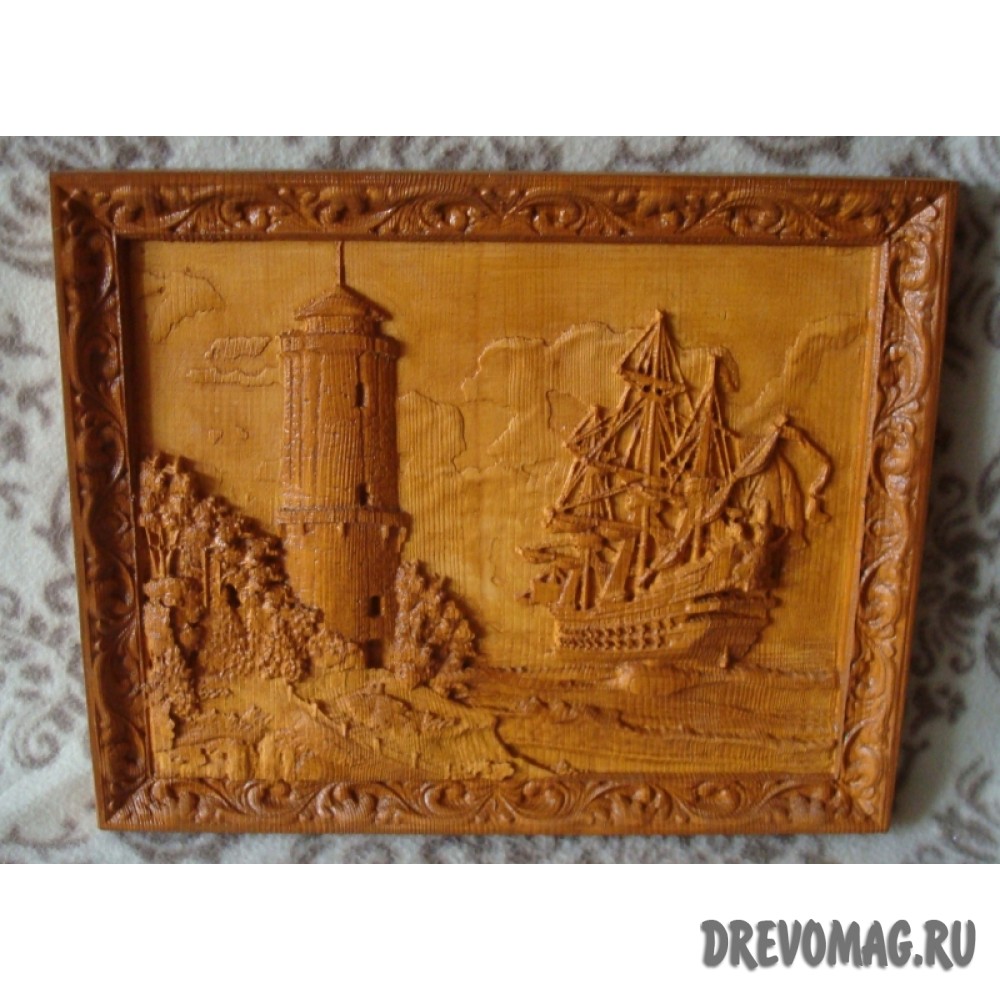 Резное панно "Маяк" Резное панно "Маяк"