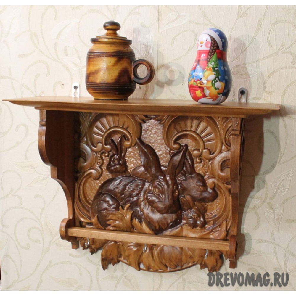 Полка с вешалкой - зайцы