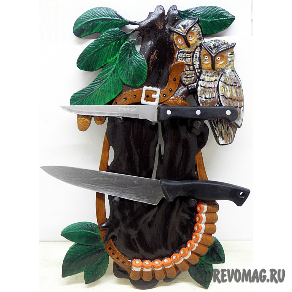 Подставка для ножей Совы и патроны Подставка для ножей Совы и патроны