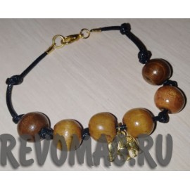 Оберег браслет защитный "Денежный слоник с тёмной ниткой"