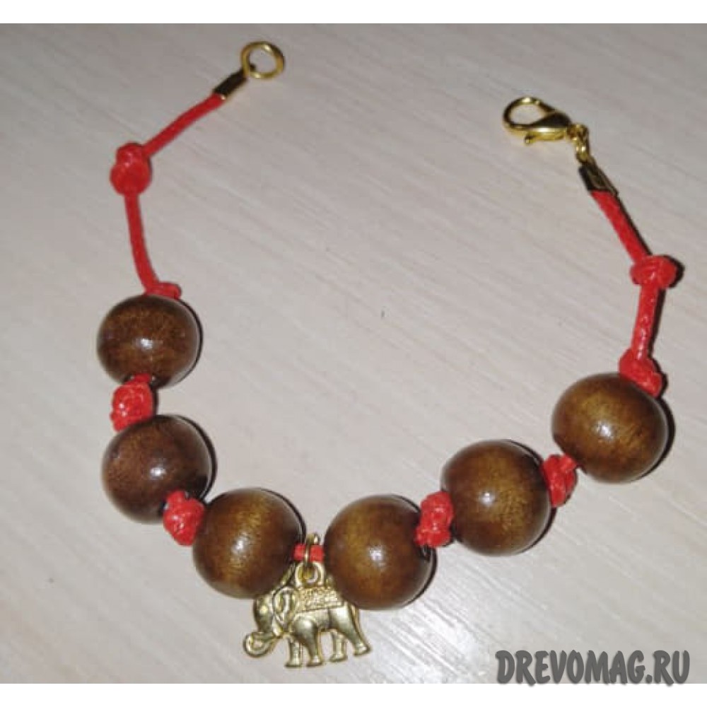 Оберег браслет защитный "Денежный слоник с красной ниткой"