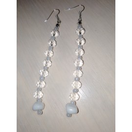 Белый агат и горный хрусталь комплект 