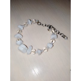 Белый агат и горный хрусталь комплект 