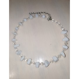 Белый агат и горный хрусталь комплект 