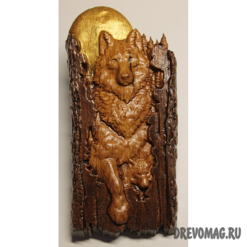 Магнит Волк и луна